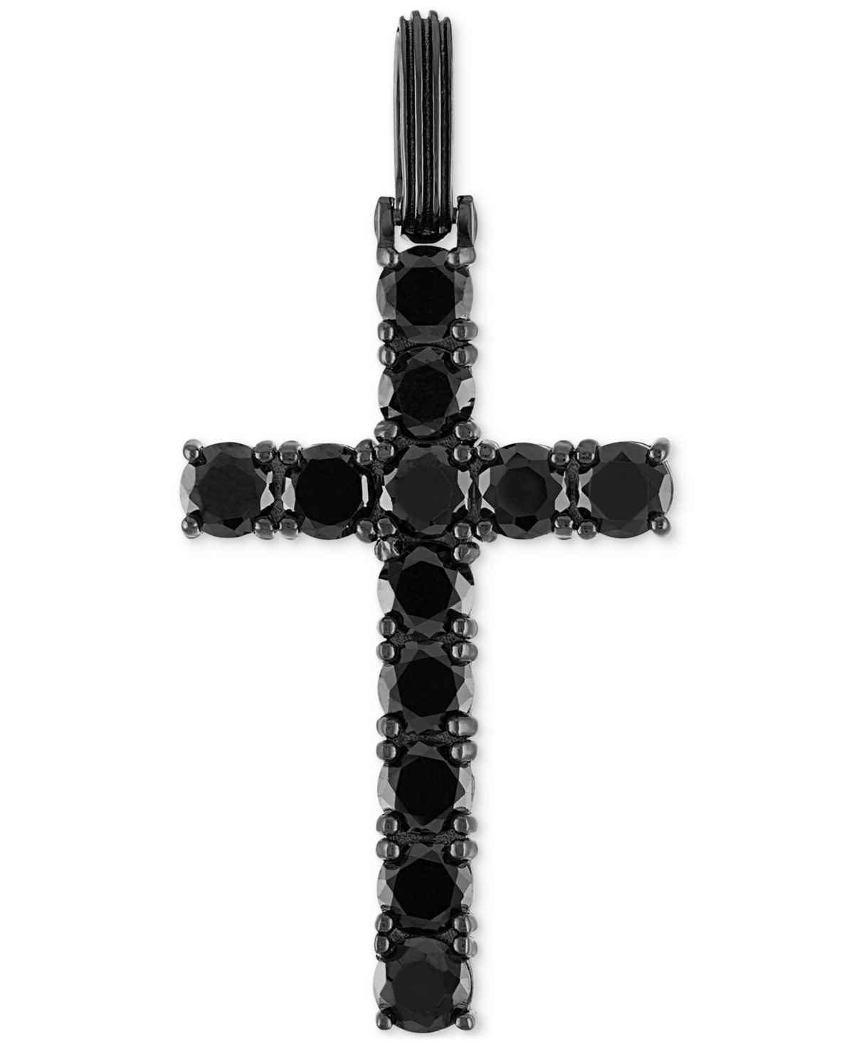 Black Cubic Zirconia Cross Pendant in Black Ruthenium-Plated Sterling Silver (Also in White Cubic Zirconia), Created for Macy's