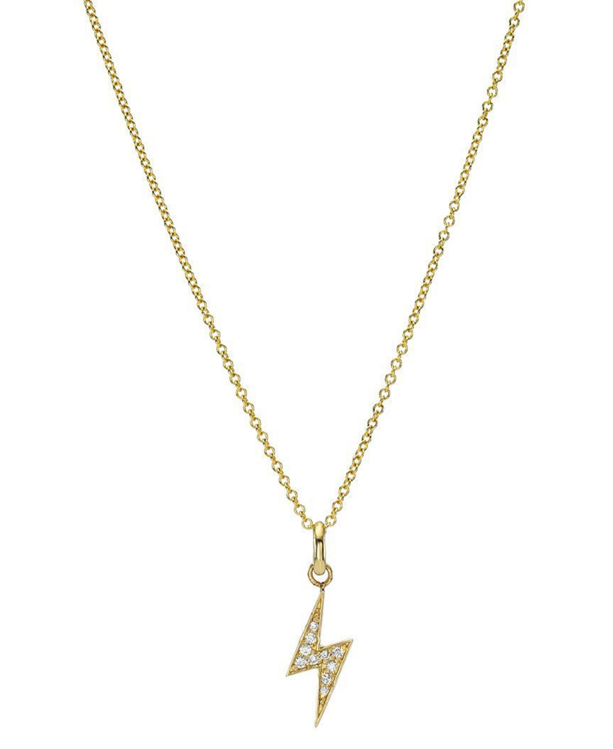 Diamond Lightning Bolt Pendant Necklace (1/10 ct. t.w.) in 14k Gold, 16" + 2" extender - Gold