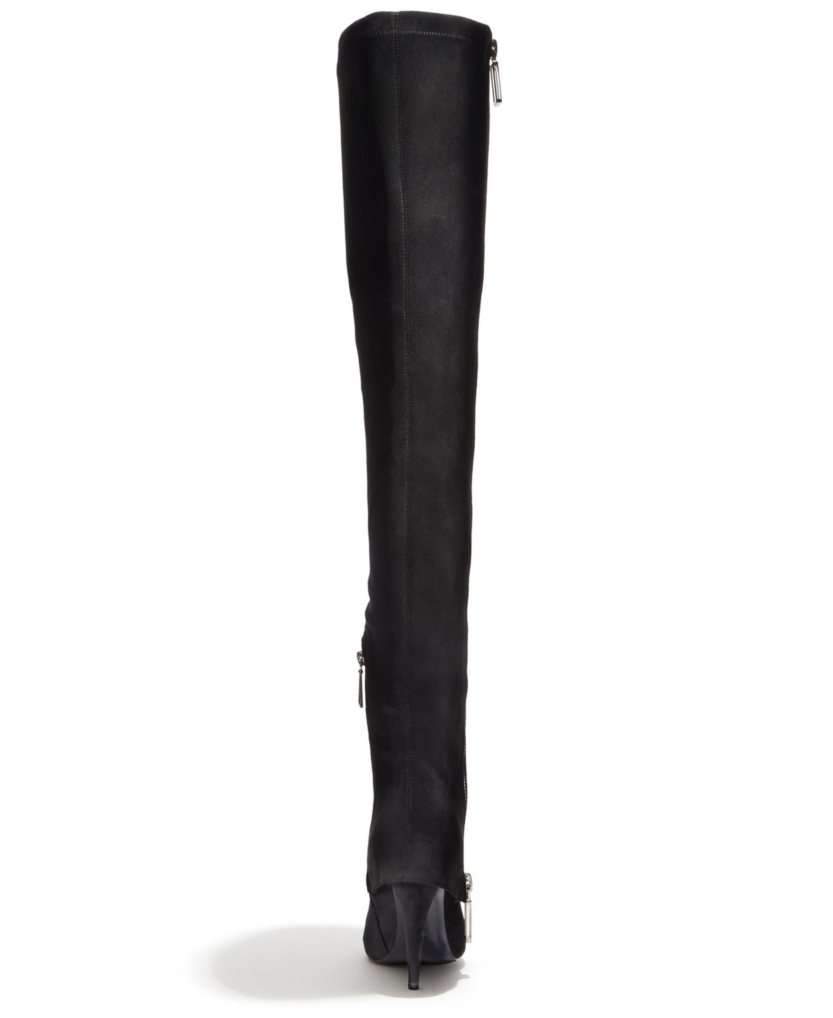 Womens Suede Thigh High Boots ( Manhattan) - Black suede with silver zipper