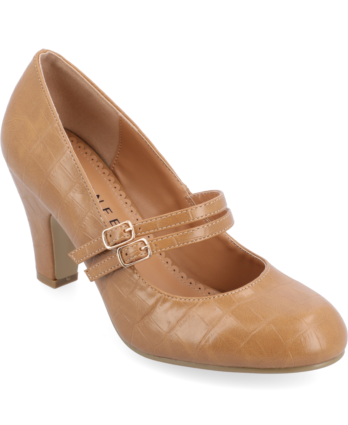 Journee Collection Journee Women's Wide Width Windy Pumps In Tan Croco