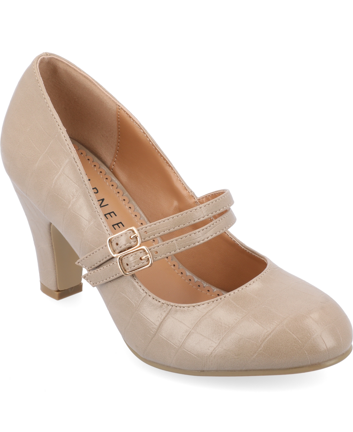 Journee Collection Windy Mary Jane Pump In Taupe Croco