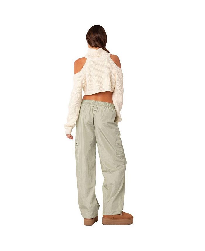 Edikted Women's Shoulder Cutout Turtleneck Crop Sweater - Macy's