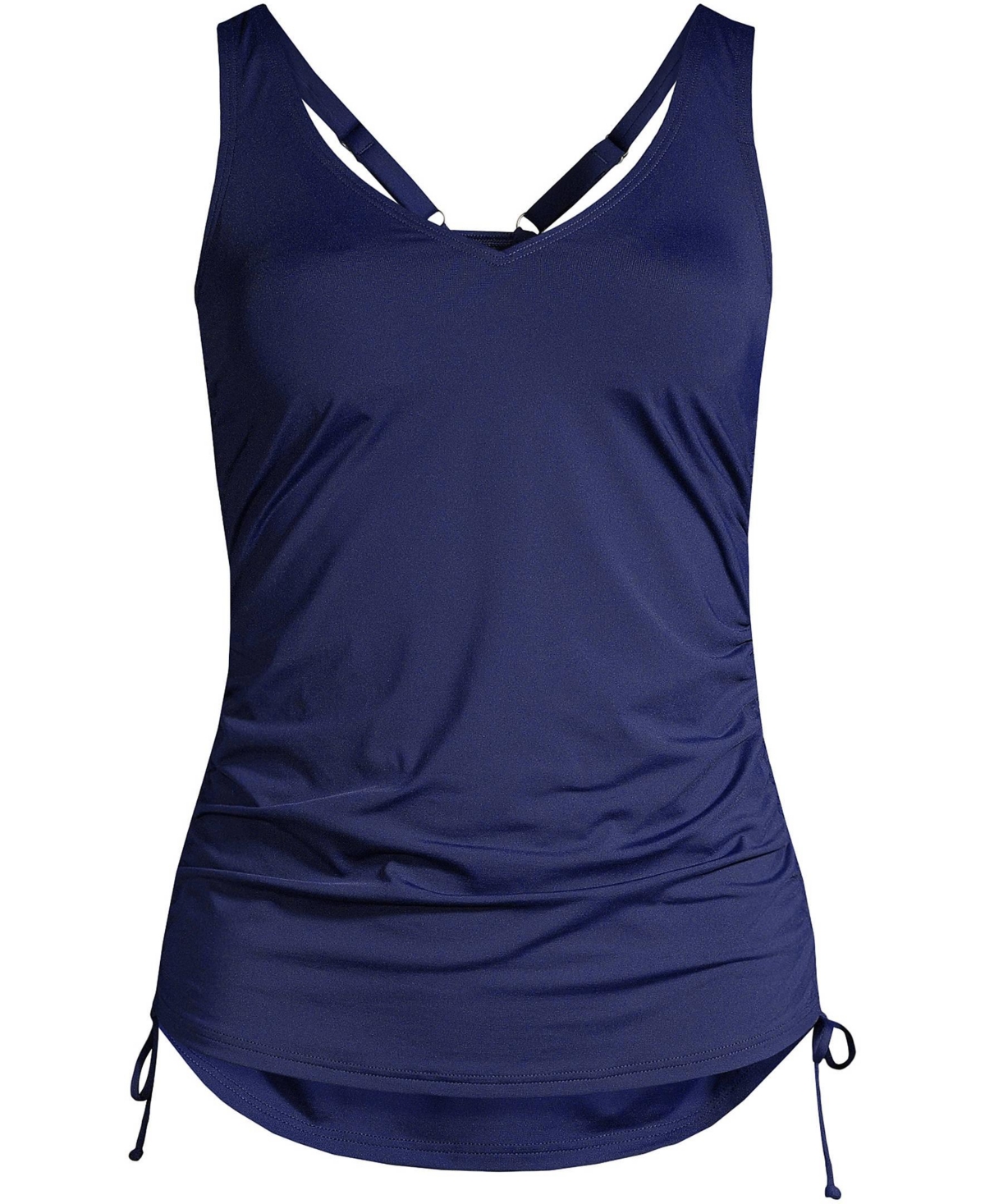 Lands' End Women's D-Cup Adjustable V-neck Underwire Tankini Swimsuit Top Adjustable Straps