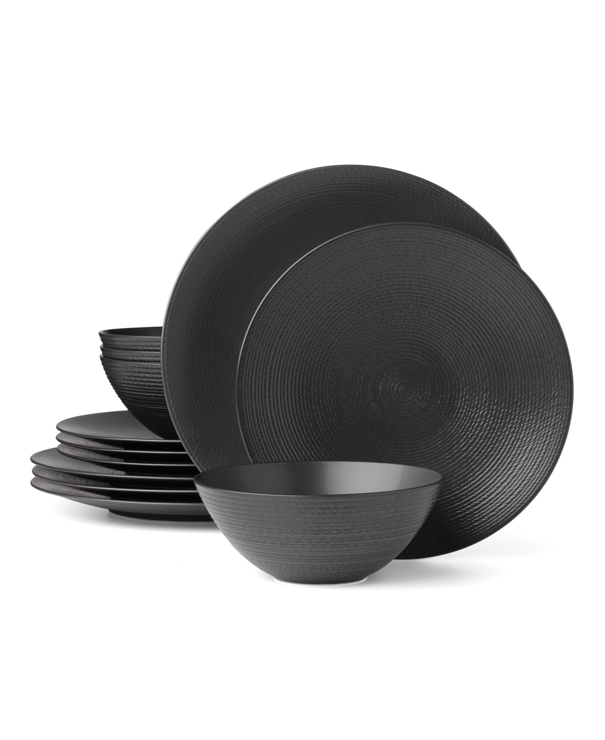 Lx Collective Dinnerware 12-Piece Set, Service for 4 - White and Black