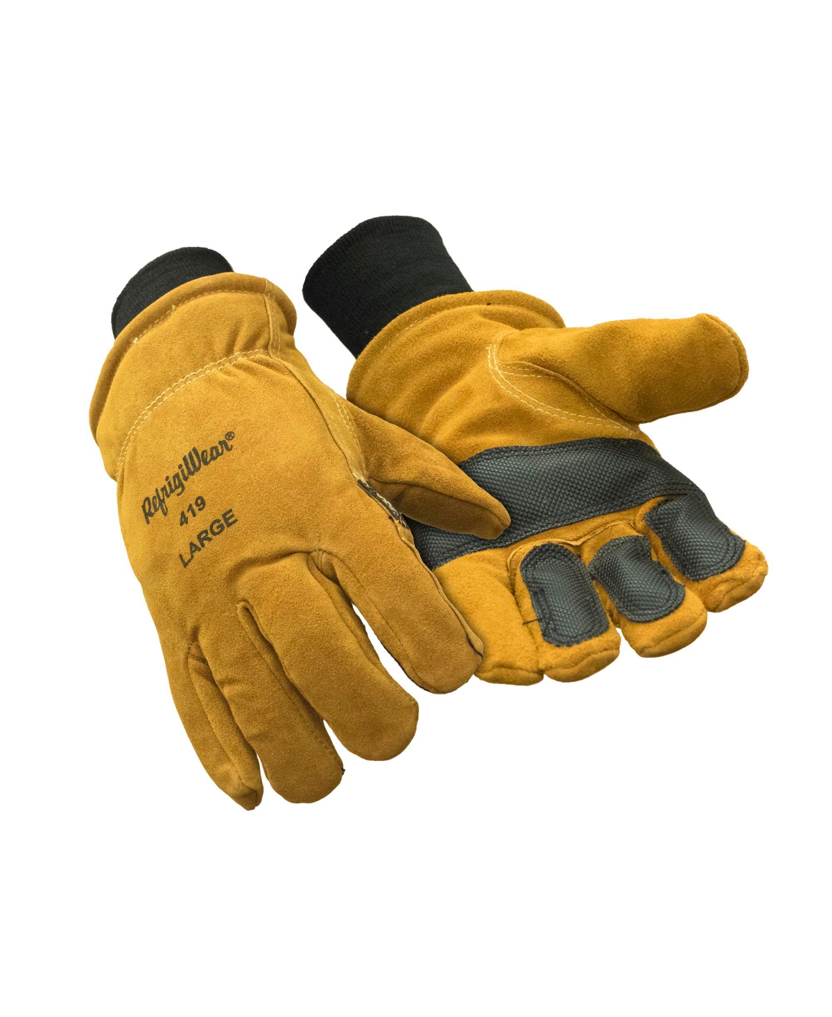 Men's Warm Double Insulated Leather Work Gloves with Abrasion Pads - Gold