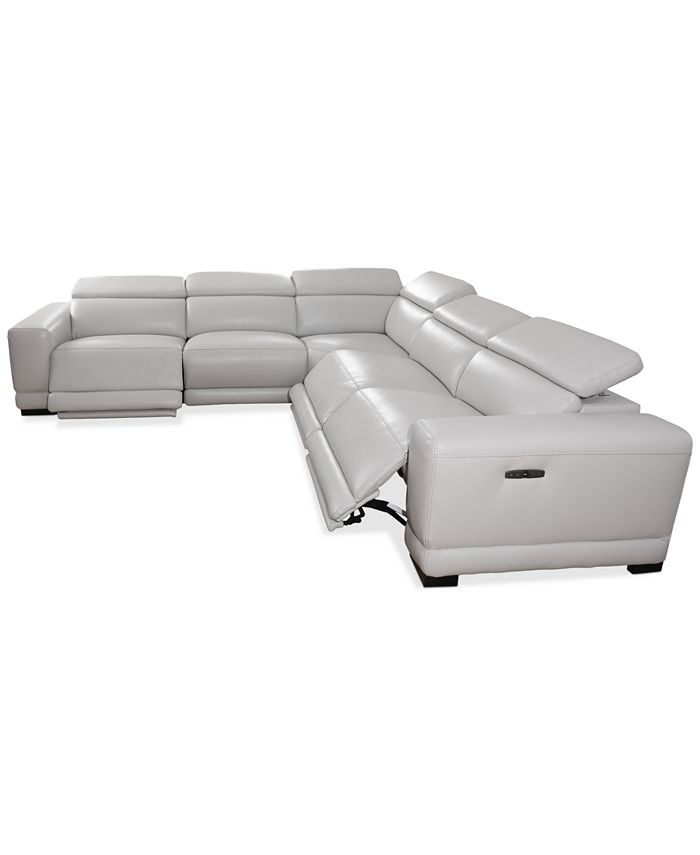 Furniture Krofton 5Pc. Beyond Leather Fabric Sectional with 3 Power