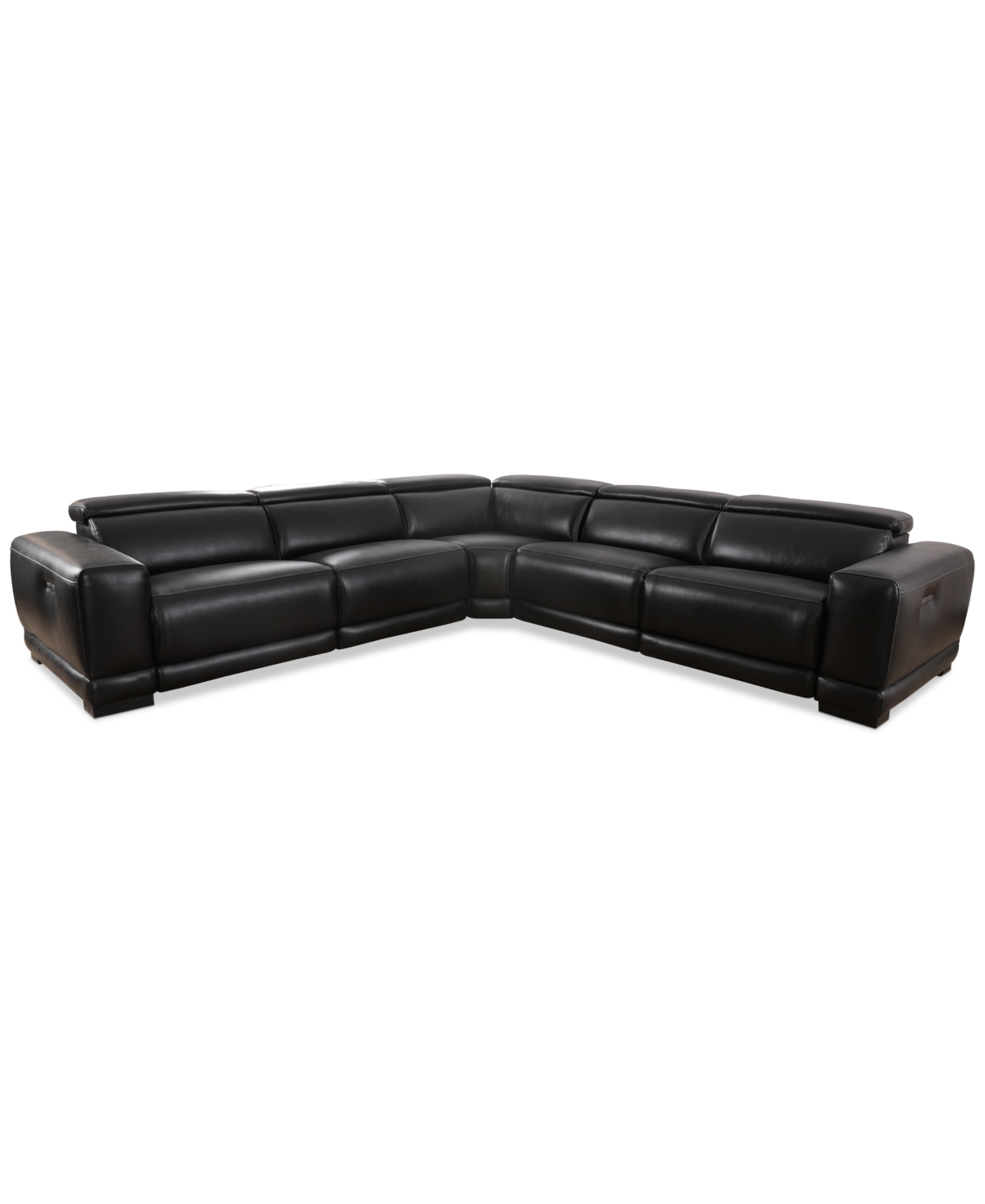 Furniture Krofton 5-pc. Beyond Leather Fabric Sectional With 3 Power Motion Recliners, Created For Macy's In Blackberry