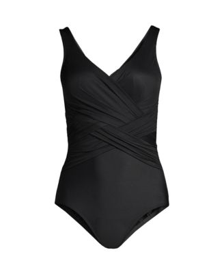 Women's Plus Size DDD-Cup SlenderSuit Tummy Control Chlorine Resistant Wrap One Piece Swimsuit