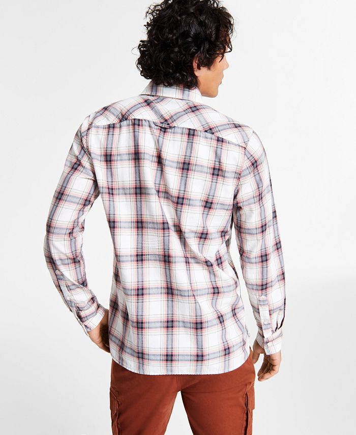Sun + Stone Men's Kelly Plaid Long-Sleeve Shirt, Created for Macy's ...
