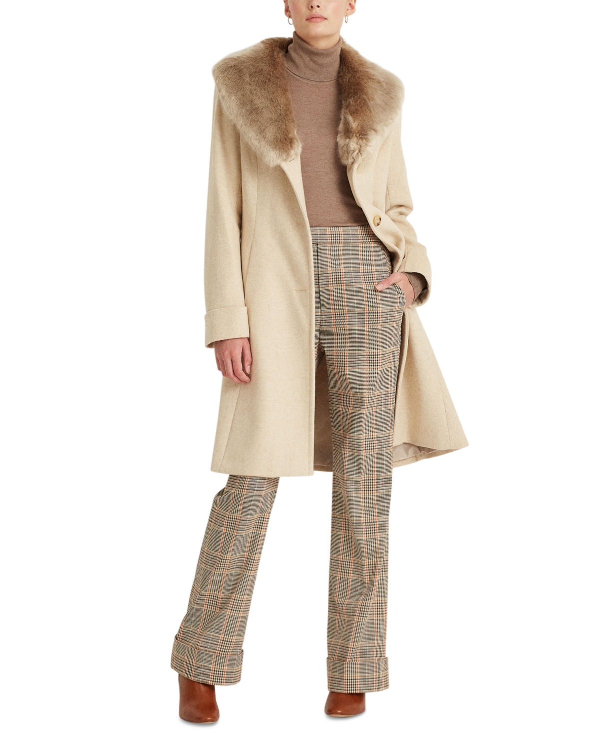 Ralph lauren faux fur collar coat sale