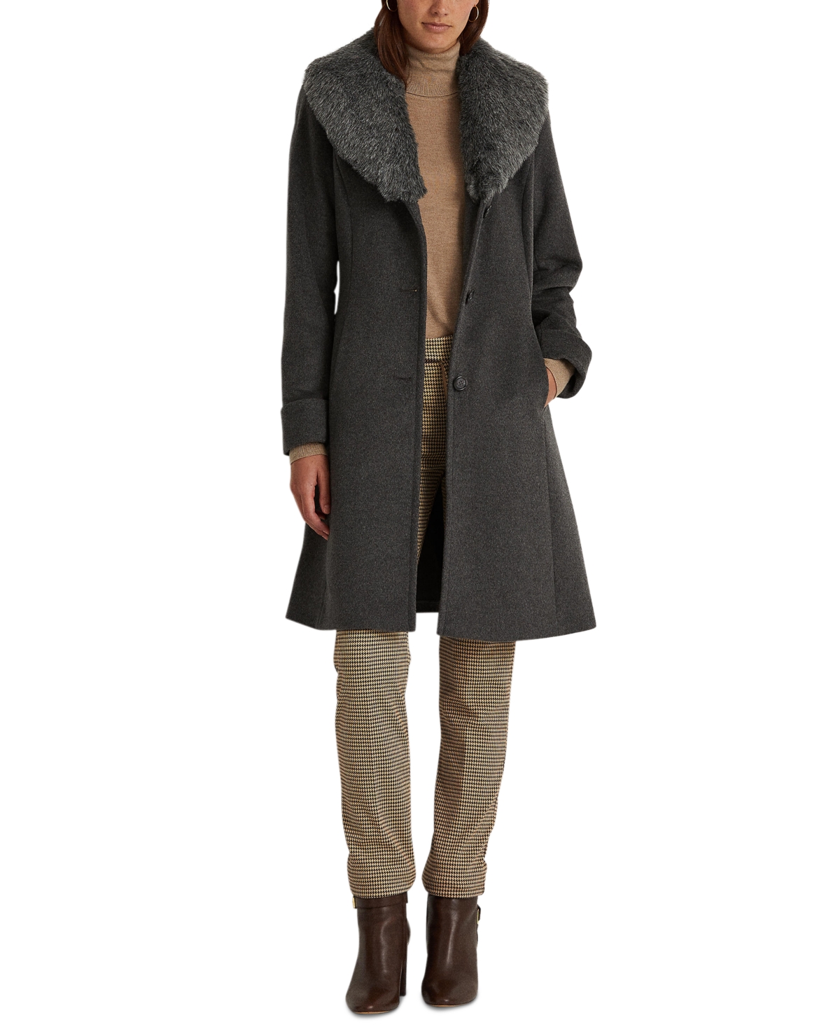 Lauren Ralph Lauren Women's Wool Blend Walker Coat In Df Grey