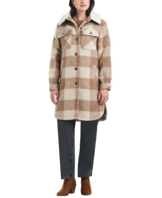 Vince Camuto - Women's Fleece-Collar Plaid Shacket
