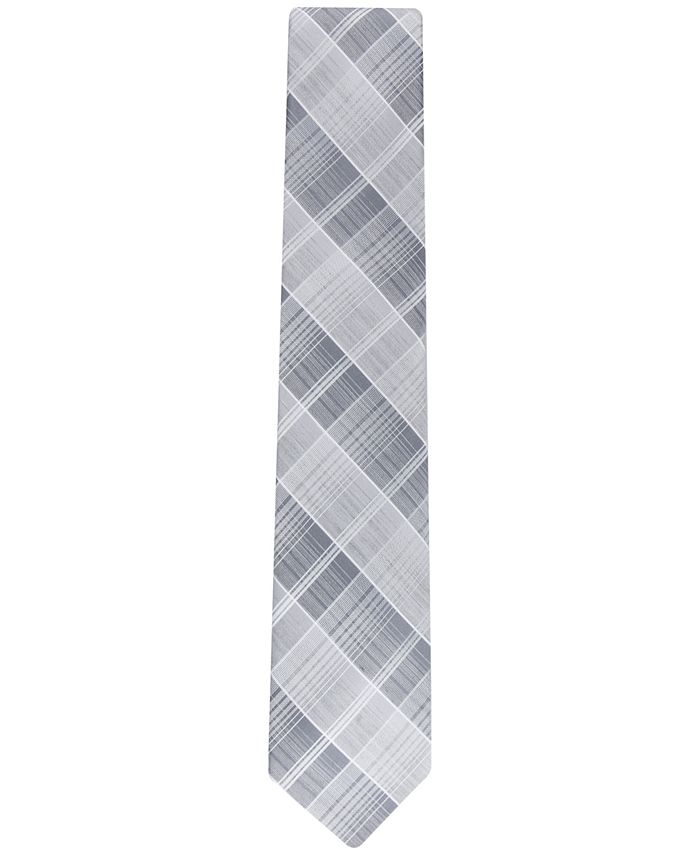 Calvin Klein Men's Slim Plaid Tie Gray Size Regular main image 0