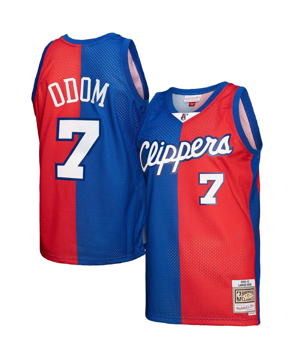 Men's Mitchell & Ness Lamar Odom Red La Clippers Hardwood Classics 2000-01 Split Swingman Jersey - Red