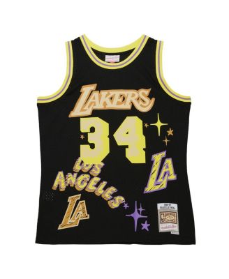 Men's Shaquille O'Neal Black Los Angeles Lakers Swingman Sidewalk Sketch Jersey