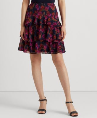 Lauren Ralph Lauren - Women's Floral Crinkle Georgette Tiered Skirt