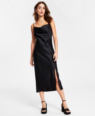 Bar III - Women's Sleeveless Jacquard Cowlneck Midi Dress