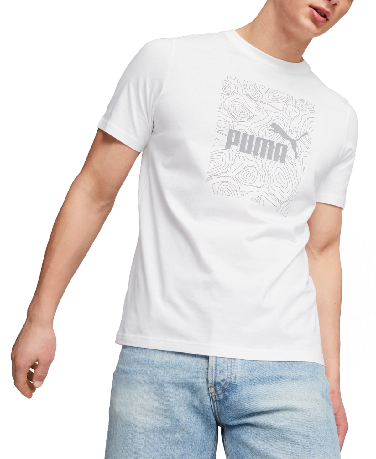 Puma Men's Reflective Graphic Cotton T-shirt In  White
