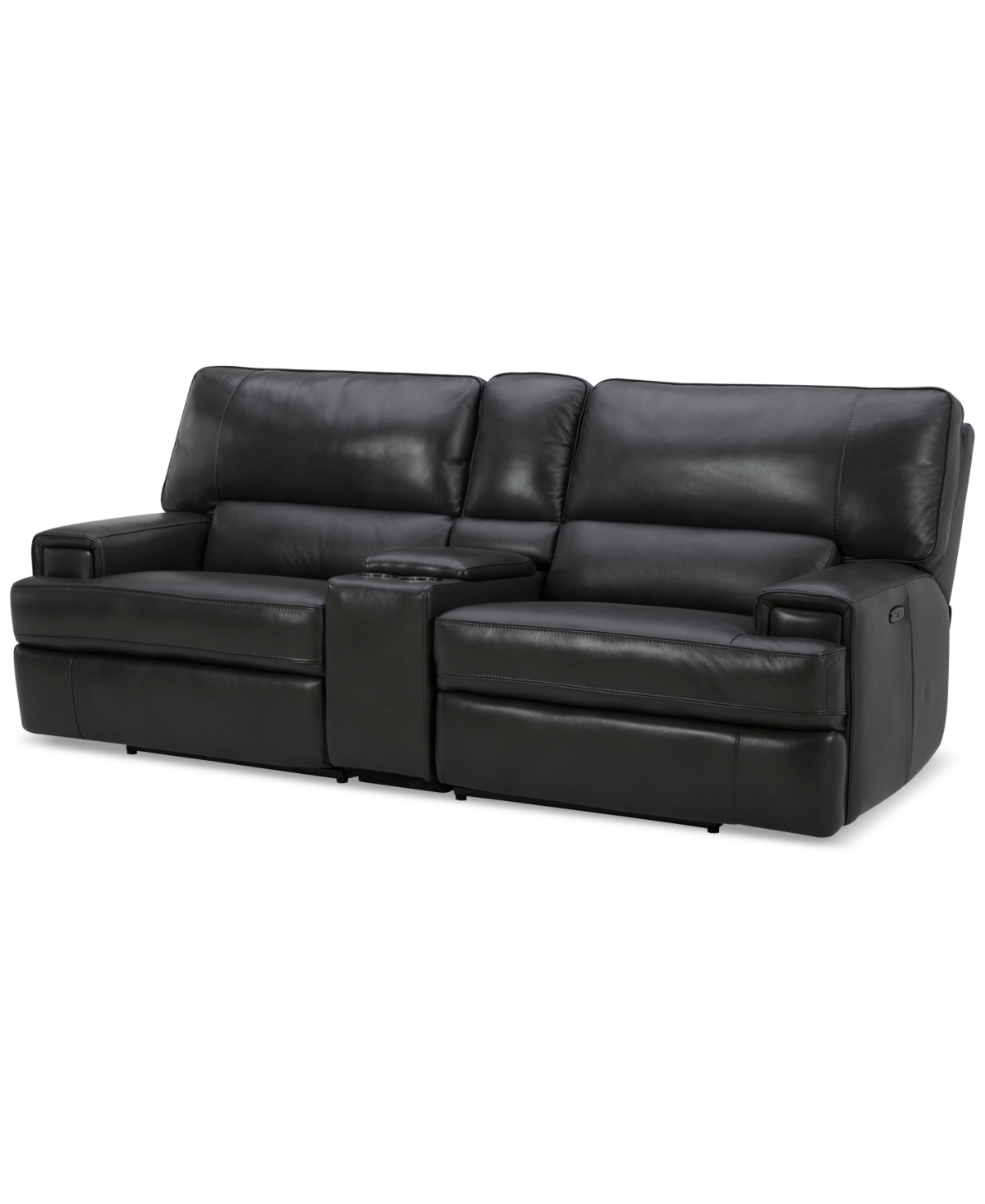 Closeout! Binardo 3 Pc Zero Gravity Leather Sectional with 2 Recliners and 1 Console, Created for Macy's