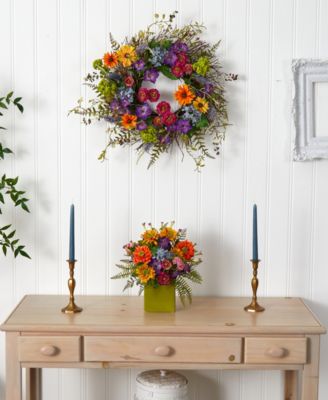 24" Spring Garden Wreath with Twig Base