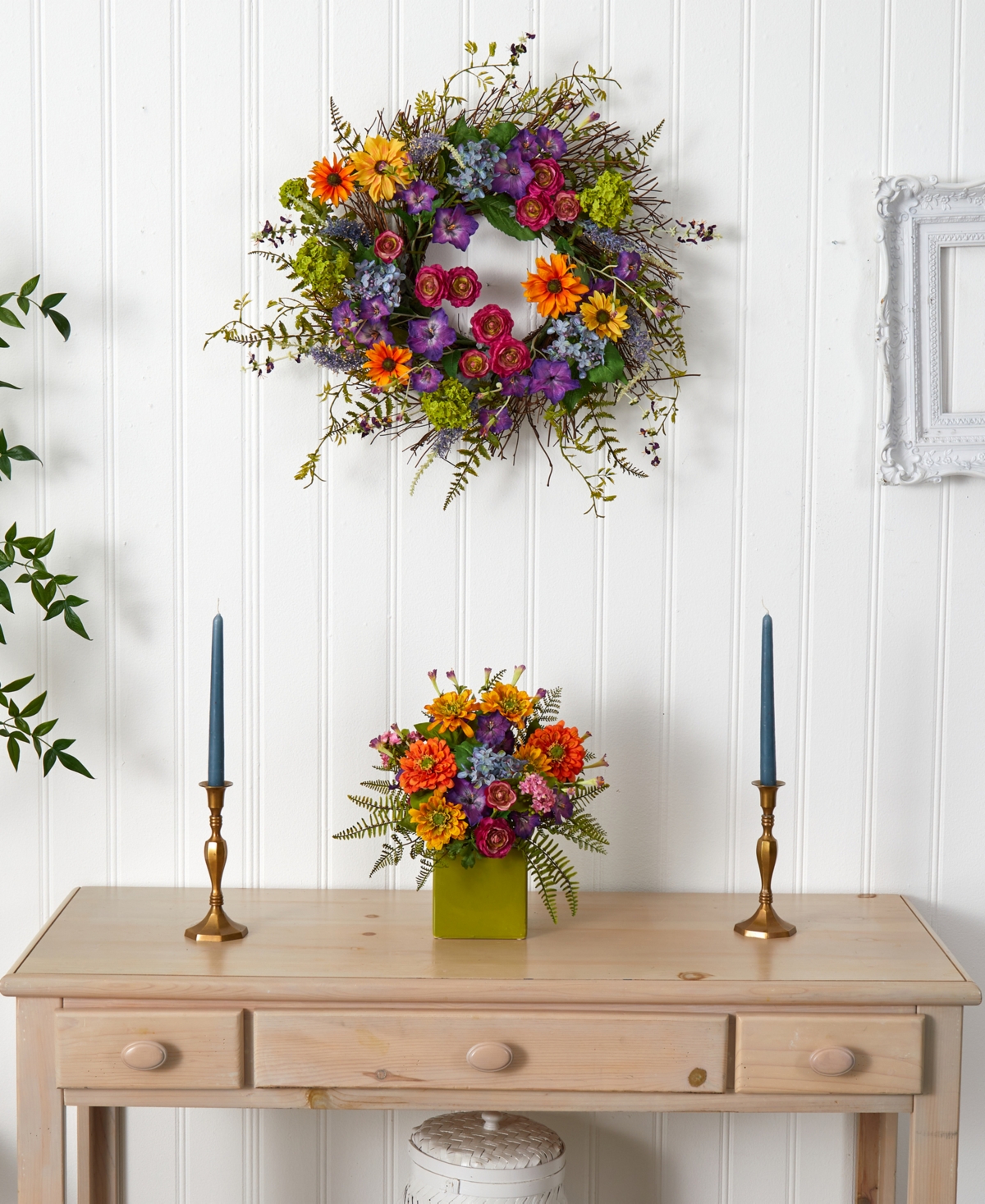 Shop Nearly Natural 24" Spring Garden Wreath With Twig Base In Multi,green