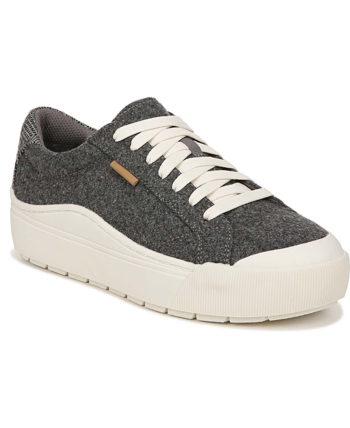 Shop Dr. Scholl's Women's Time Off Lace Up Platform Sneakers In Charcoal Fabric