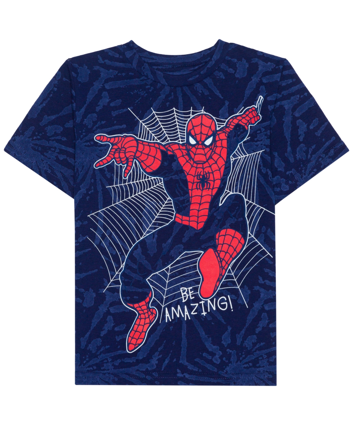 Shop Hybrid Little Boys Be Spider Amazing Short Sleeve Graphic T-shirt In Blue Tie Dye