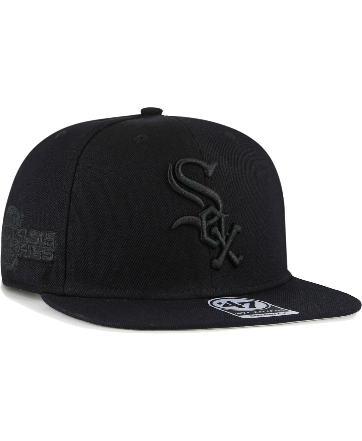 47 Brand Men's ' Chicago White Sox Black On Black Sure Shot Captain Snapback Hat