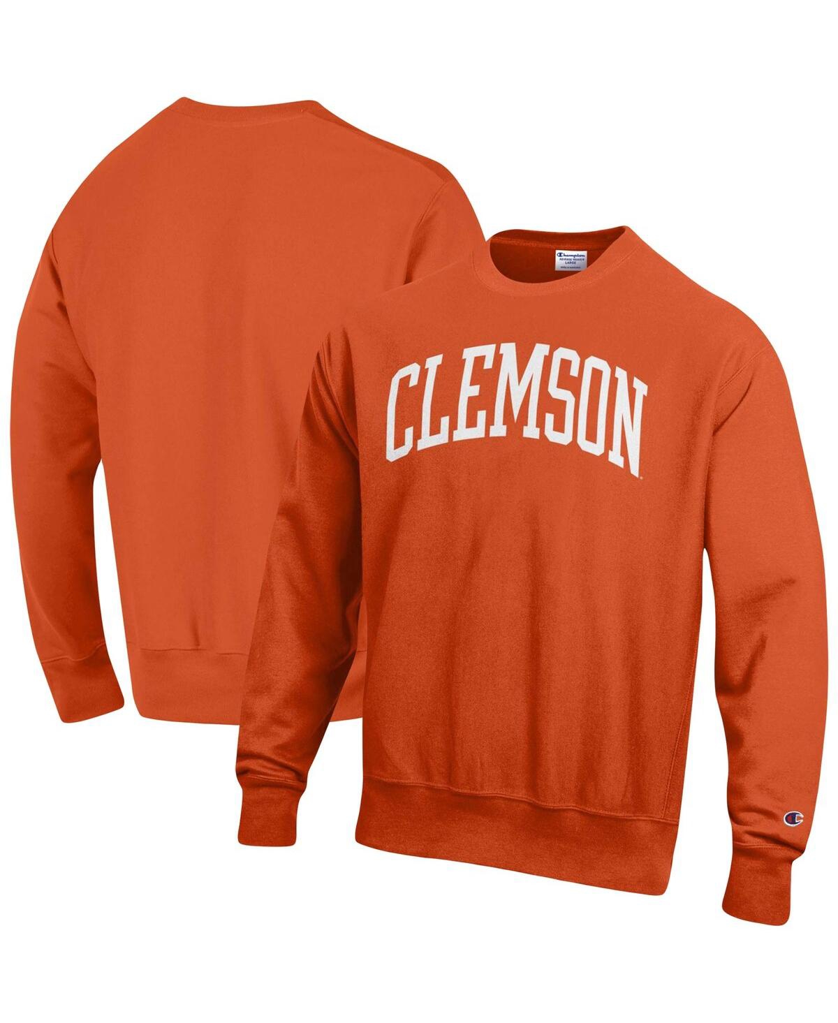 Shop Champion Men's  Orange Clemson Tigers Arch Reverse Weave Pullover Sweatshirt