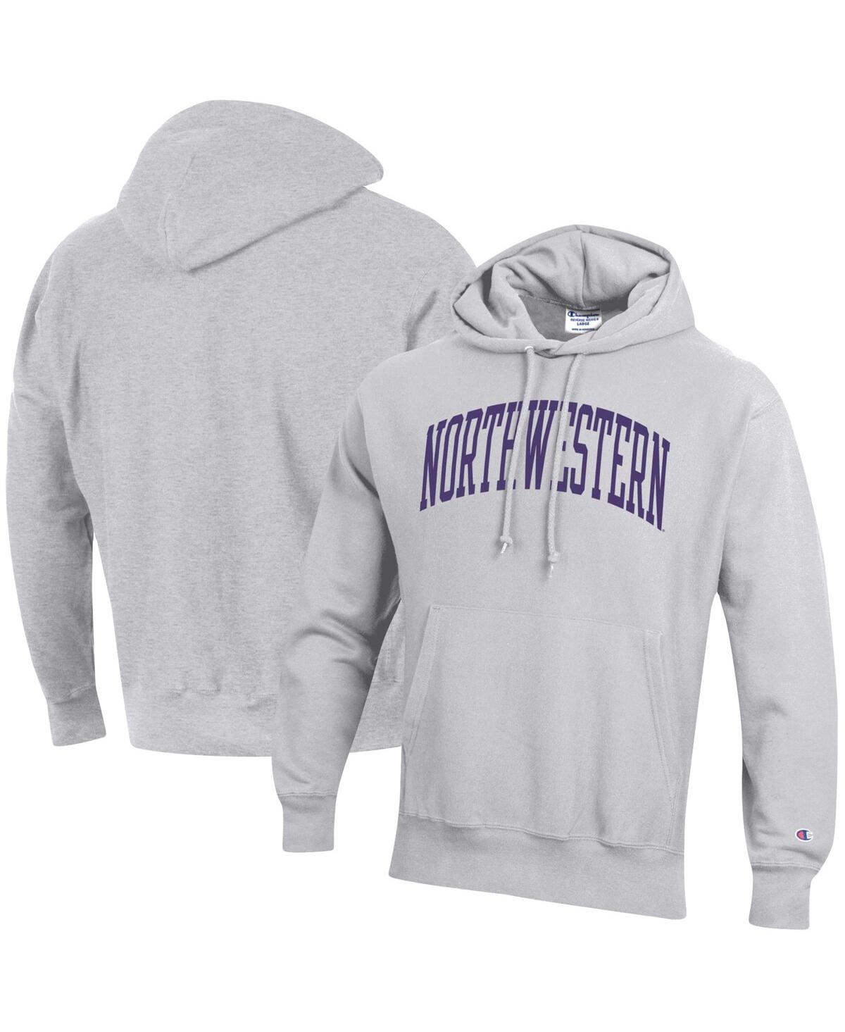 Shop Champion Men's  Heathered Gray Northwestern Wildcats Team Arch Reverse Weave Pullover Hoodie