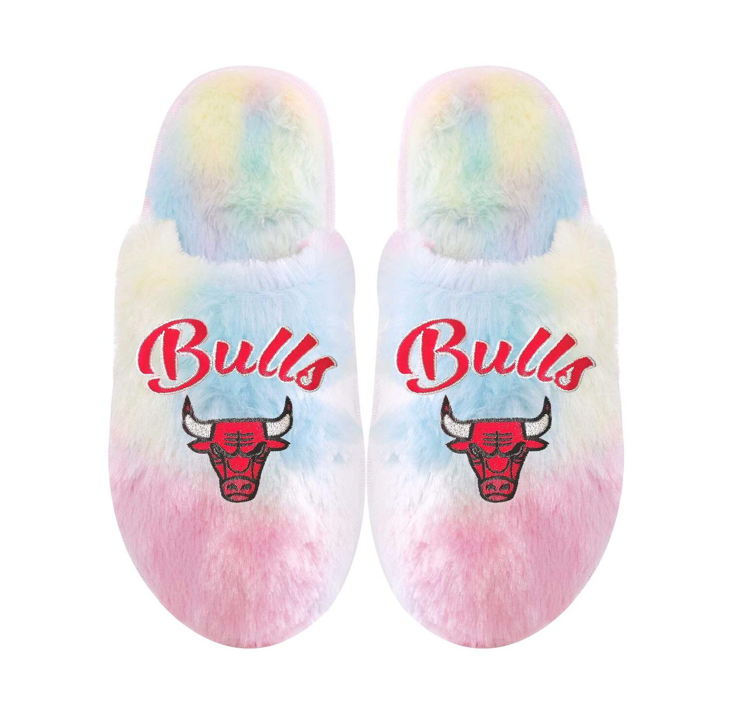 Youth Boys and Girls Chicago Bulls Rainbow Script Slippers