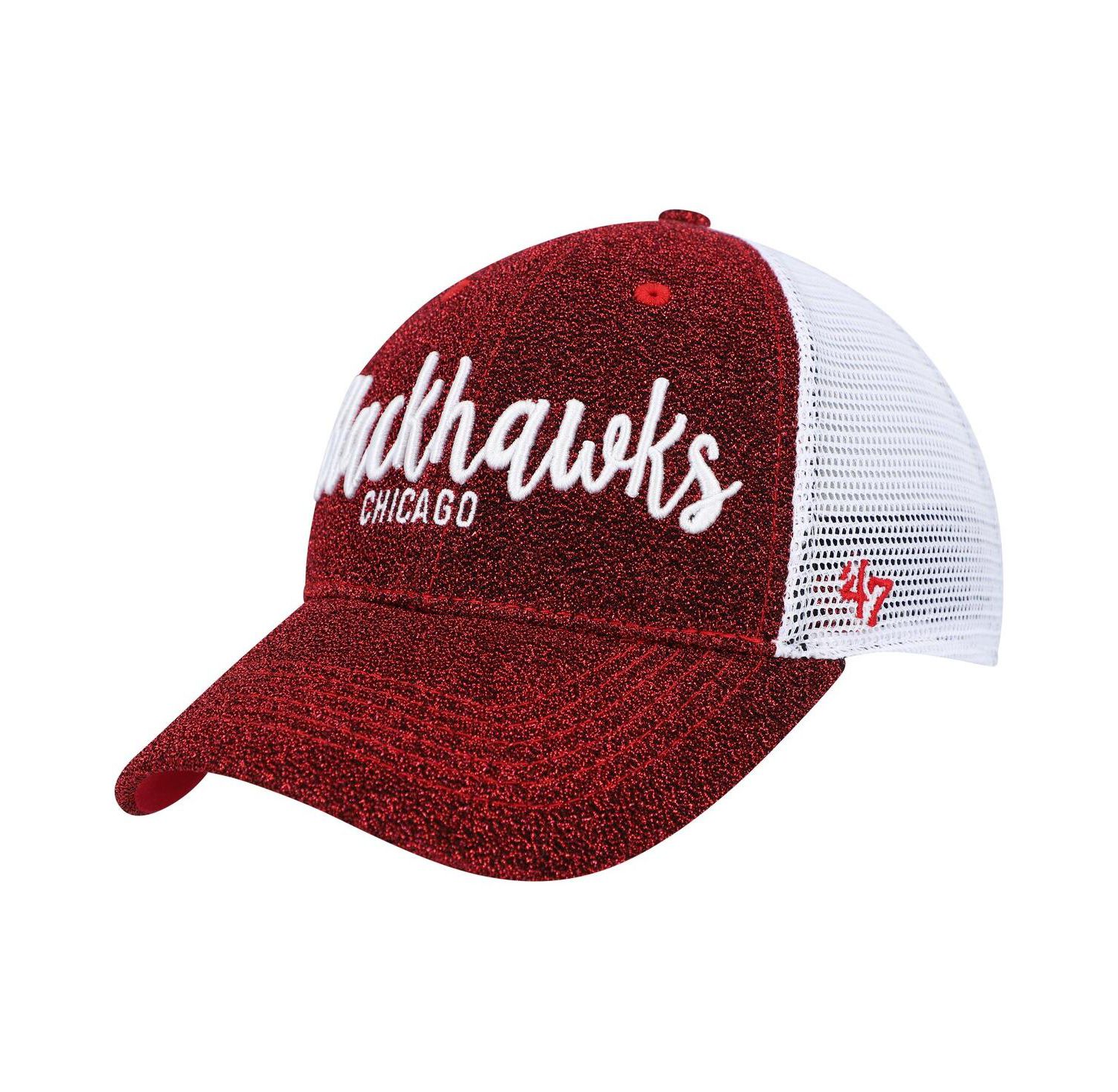 Women's Red, White Chicago Blackhawks Encore MVP Trucker Snapback Hat