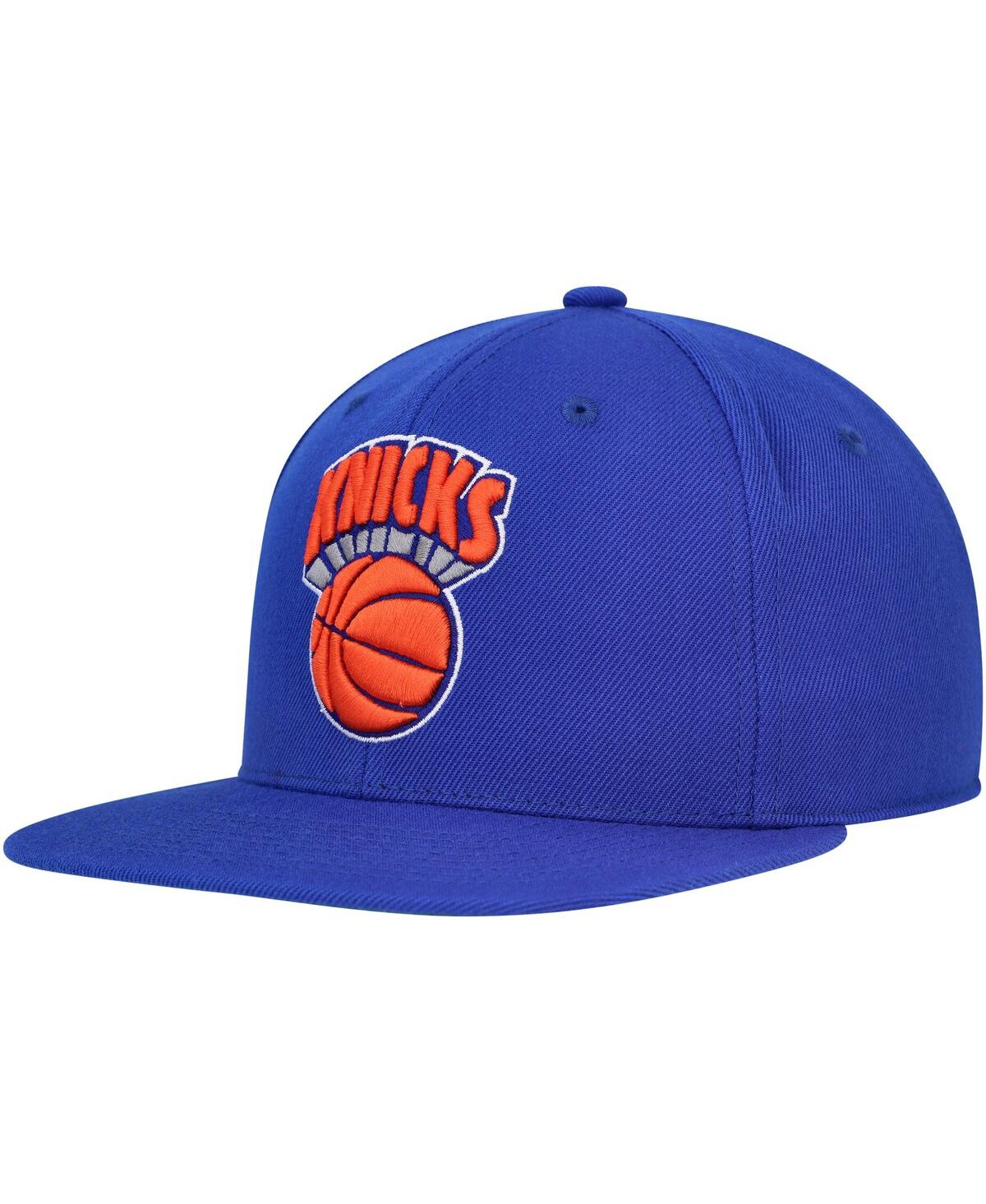Shop Mitchell & Ness Men's  Blue New York Knicks Hardwood Classics Mvp Team Ground 2.0 Fitted Hat