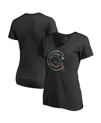 Women's Black Chicago Cubs Lovely V-Neck T-shirt