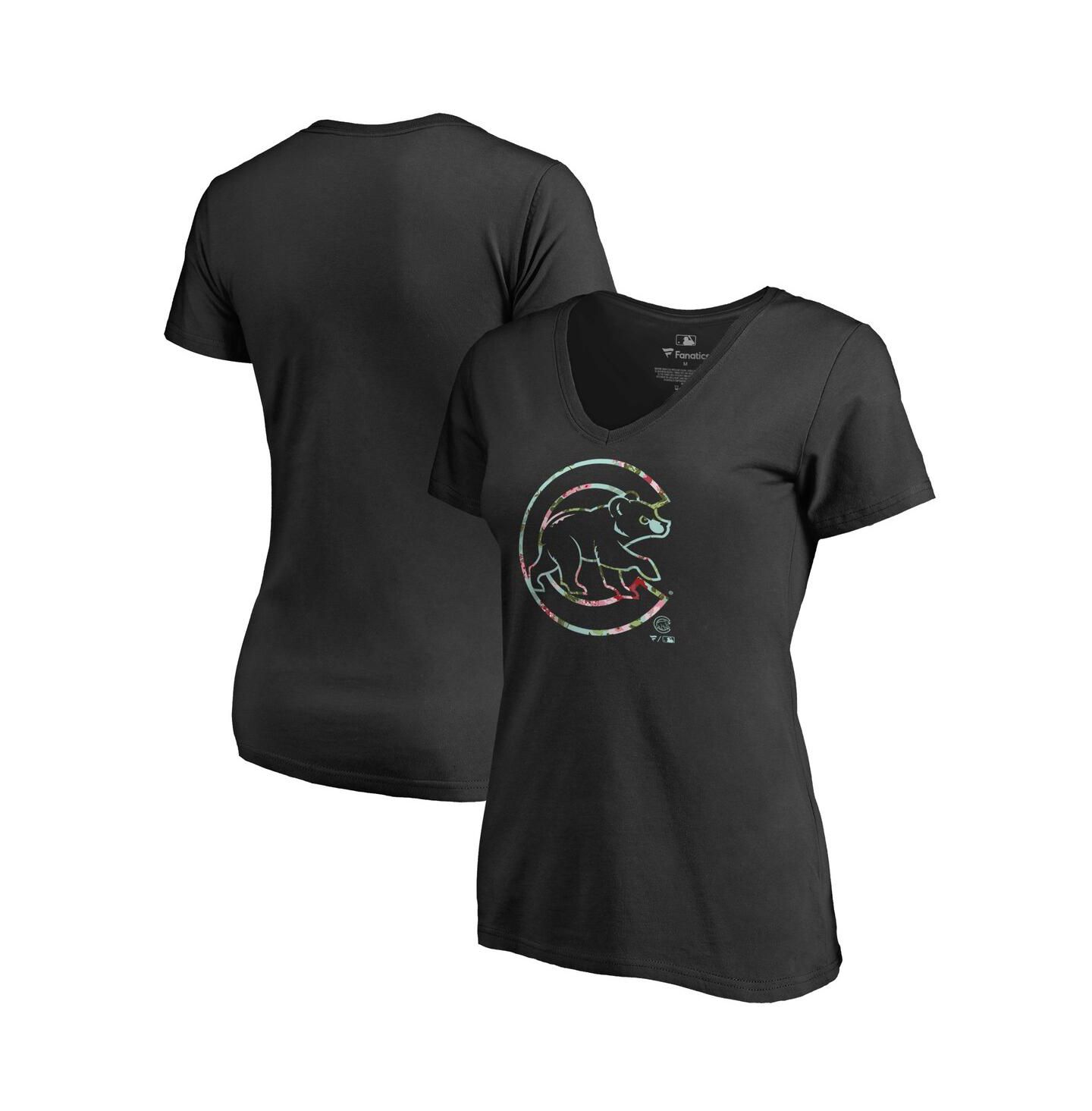 Женская футболка Fanatics Black Chicago Cubs Lovely V-Neck — фото 2