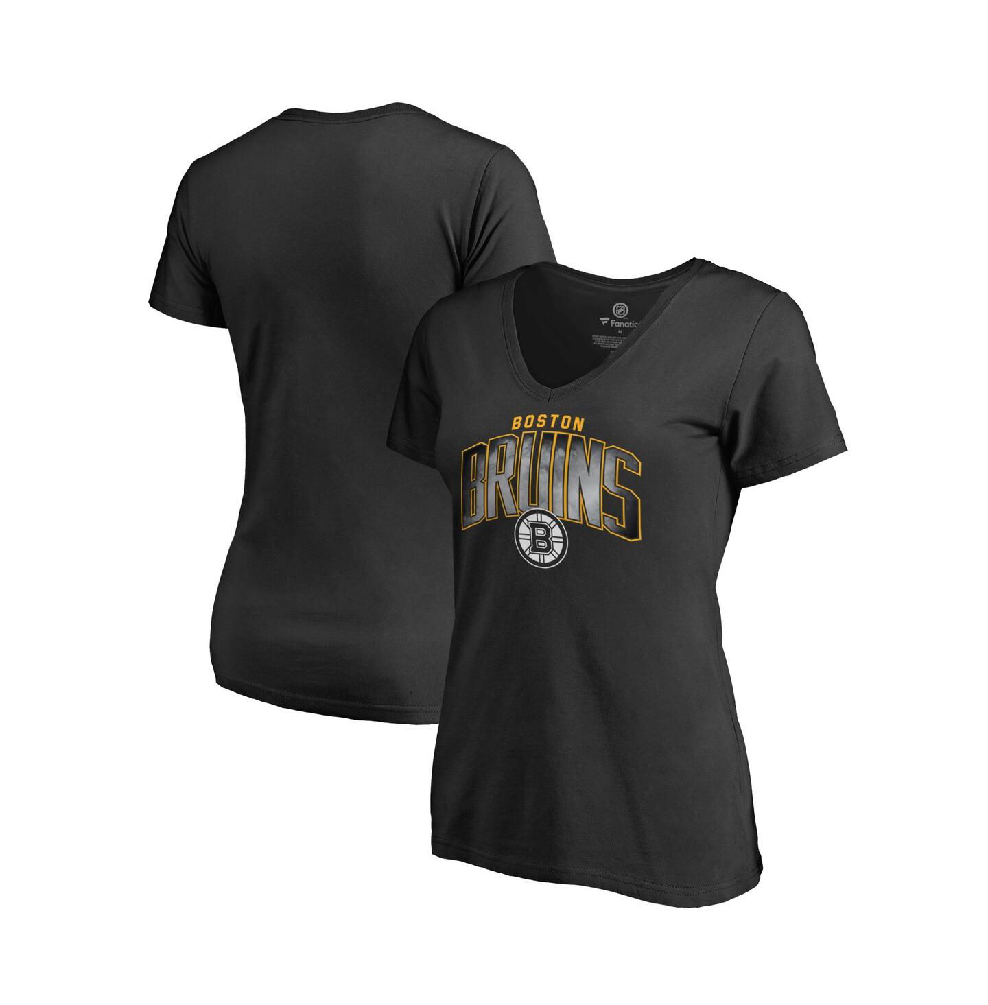 Женская футболка Fanatics Black Boston Bruins Arch Smoke V-Neck — фото 2