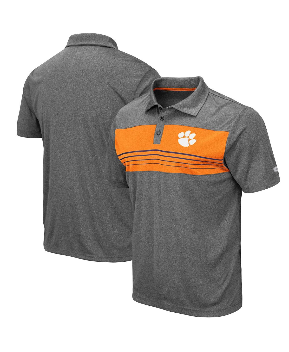 Men's ColosseumClemson Tigers Smithers Polo Shirt - Heathered Charcoal