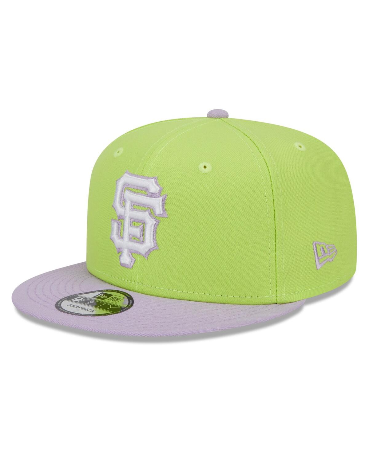 New Era Men's  Neon Green And Purple San Francisco Giants Spring Basic Two-tone 9fifty Snapback Hat In Neon Green,purple
