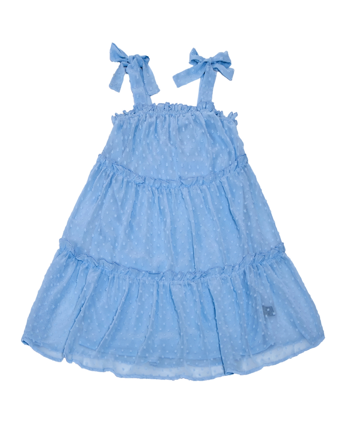 Trixxi Big Girls Sleeveless Bow Shoulder Tiered Clip Dot Dress In Blue