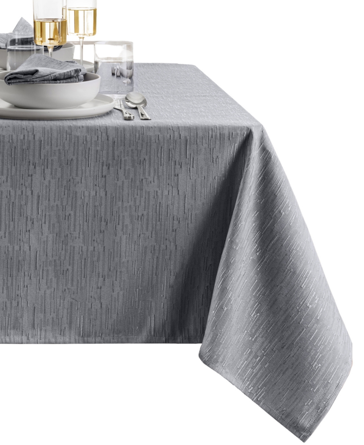 Elrene Continental Solid Texture Water And Stain Resistant Tablecloth, 60" X 102" In Gray
