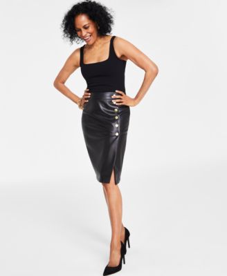 International Concepts Women's Faux-Leather Pencil Skirt