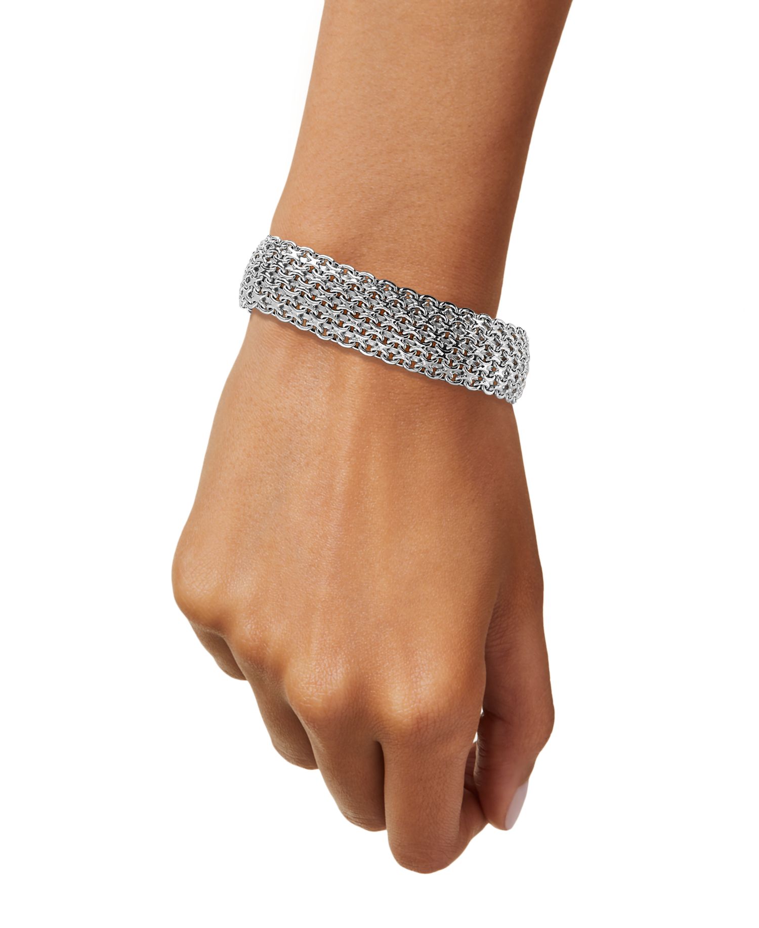 Wide Mesh Link & Chain Bracelet in 14k Gold