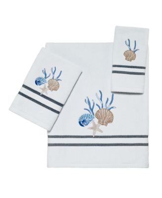 Blue Lagoon Ombre Seashells Hand Towel, 16" x 30"