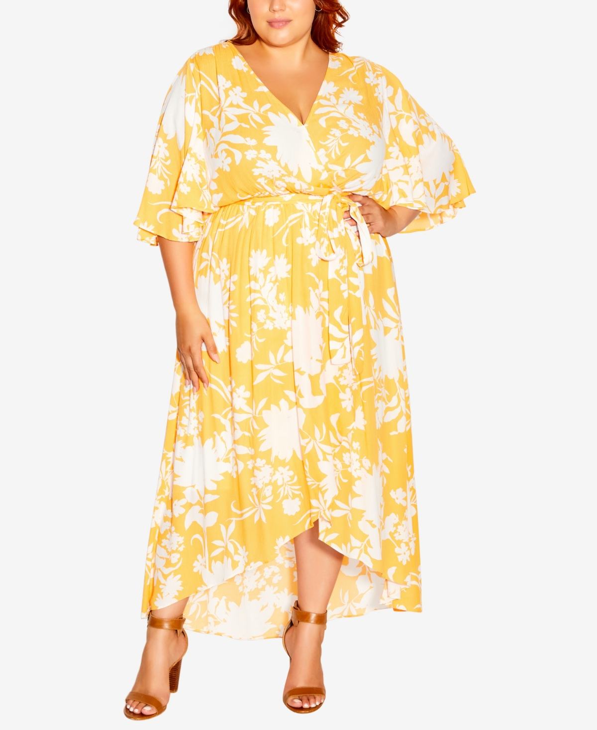 City Chic Trendy Plus Size Abigail Maxi Dress In Sunshine Burst | ModeSens