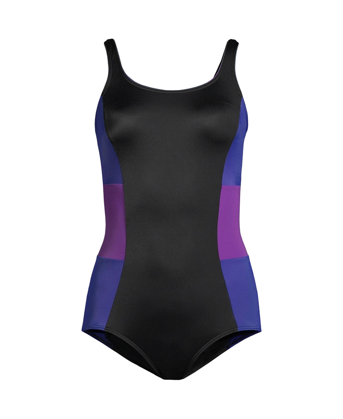 Lands' End Women's D-Cup Chlorine Resistant Soft Cup Tugless Sporty One Piece Swimsuit -purple grape