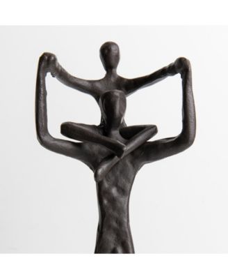 Proud Father Holding Child on Shoulders Contemporary Iron Sculpture Statue