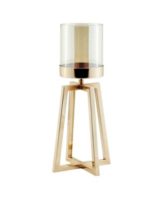 Maeve Tinted Glass Warm Pedestal Hurricane 2-Piece Candle Holders Set