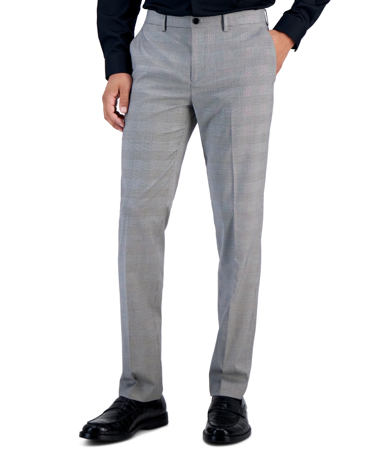 Inc International Concepts Men's Trinity Slim-fit Glen Plaid Suit Pants, Created For Macy's In Deep Black