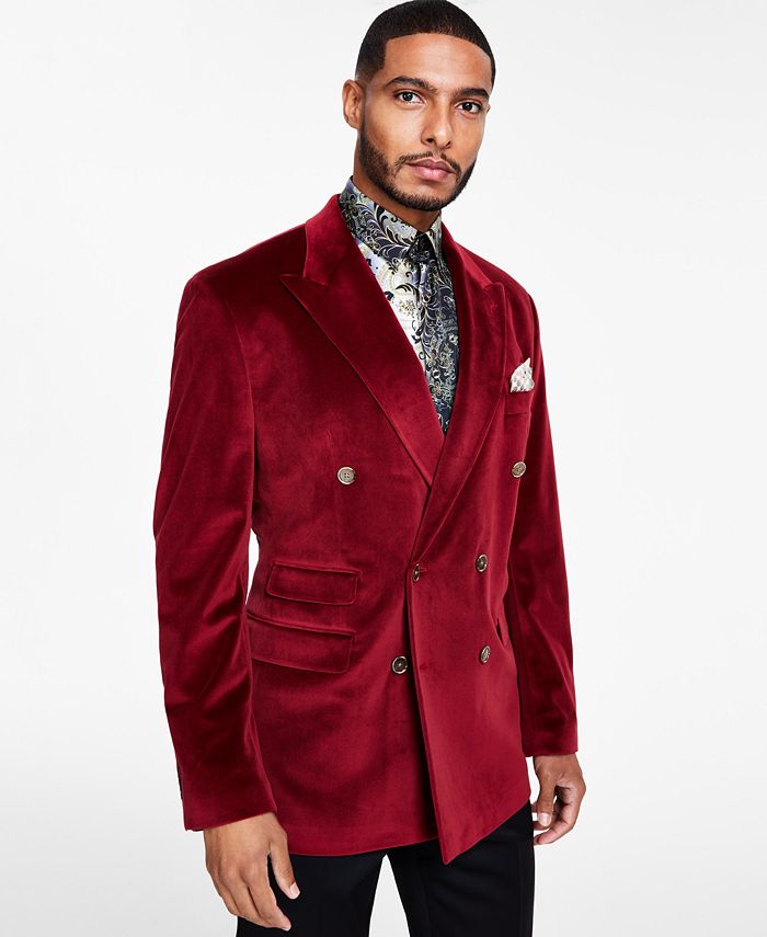 Tayion Collection Men's Classic-Fit Velvet Jacket - Macy's