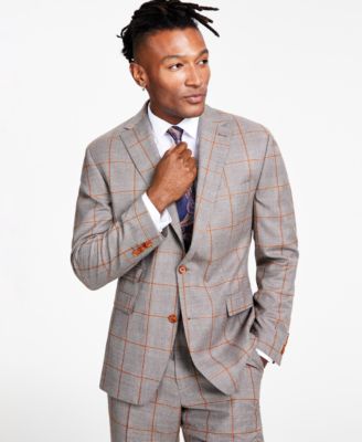 Tayion Collection Men's Classic-Fit Windowpane Suit - Macy's